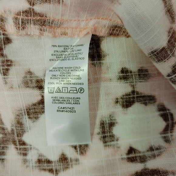 LOFT SUNWASHED FLORAL SMOCKED BOW STRAP CAMI, PINK LP - Picture 10 of 11